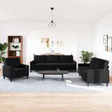  3-dijelni set sofa s jastucima crni baršunasti | shoptok.hr