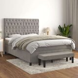  Box spring postelja z vzmetnico svetlo siv 140x190 cm žamet, (20899133) | Shoptok.si