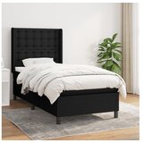  Box spring postelja z vzmetnico črna 100x200 cm blago | Shoptok.si