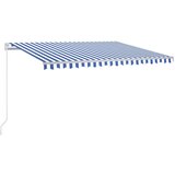  Tenda na ručno uvlačenje s LED svjetlom 450x350 cm plavo-bijela | shoptok.hr