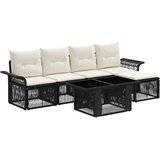  Sjedeća garnitura za vrt 6 kom. Crna i krem-bijela poliratan 100 x 55 x 73 cm | Shoptok.si