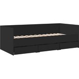  Dnevni krevet s ladicama bez madraca crni 90x200 cm | shoptok.hr