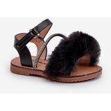 Boto Children's Sandals with Velcro and Fur Black Rosavere | Shoptok.si