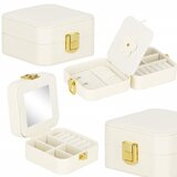  Kutija za nakit s ogledalom 10 x 10 x 5 cm, krem | shoptok.hr