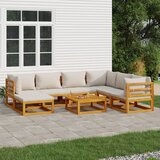 Maison Chic Seti vrtnega pohištva - Vrtna garnitura - Vrtni pohištvo set 8-delna svetlo sive blazine trden les, (21798810) | Shoptok.si