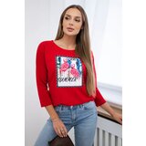 Kesi Blouse with flamingo graphics 3D red | Shoptok.si