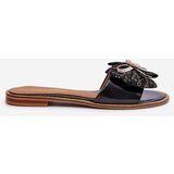 Laura Messi Flat Women's Leather Slippers With Bow 2791 Black | shoptok.hr