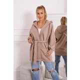 Kesi Insulated cape with waist tie dark beige