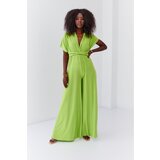 Fasardi Elegant jumpsuit with a wide leg and a lime tied at the top | shoptok.hr
