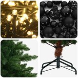  Umjetno božićno drvce s kuglicama 210 cm 300 LED lampica - 210 cm s LED-ima i crnim lopticama | shoptok.hr