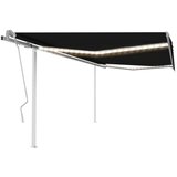 vidaXL Ročno zložljiva tenda z LED lučkami 4,5x3 m antracitna | Shoptok.si