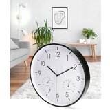Nedis CLWA4226BK - Zidni sat sa termometrom i higrometrom, prečnika 30,5 cm, 1xAA, crne boje | Eponuda.com