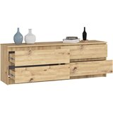AKORD Komoda, 4 Predali, Hrast Artisan, (5000332074) | Shoptok.si