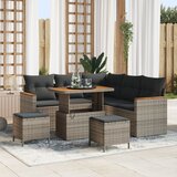 vidaXL 8-delni Vrtni Kavč Splet z Blazinami Siva Poli Ratan Acacia | Shoptok.si