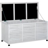 Outsunny klop za shranjevanje iz smrekovega lesa, zunanja skrinja z nedrsečimi nogami 127x56x60cm, bela, (20753906) | Shoptok.si