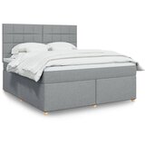 vidaXL Box spring postelja z vzmetnico svetlo siva 180x200 cm blago | Shoptok.si