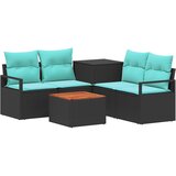  Set sofe 6 kom. Crna i Plava Poli Rattan i čelik | shoptok.hr
