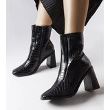 Gemre Black ankle boots with crocodile skin imitation Belluci Cijene