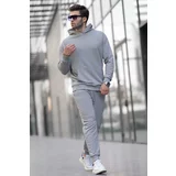 Madmext Painted Gray Hooded Basic Tracksuit 5928