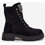 Boto Ankle Boots Workery With Jewelry Decoration Insulated Eco Suede Black Miryssa | Shoptok.si