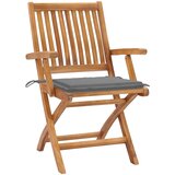 Maison Chic Vrtni stoli - Stol za vrt 2 kosa s sivimi blazinami trdna tikovina JS1281, (21878015) | Shoptok.si