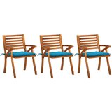 Maison Chic Vrtni jedilni stoli - Stol za vrt z blazinami 3 kosi trden akacijev les JS437, (21877760) | Shoptok.si