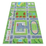 BAMBINO 2624 pralna preproga Mesto, ulice za otroke protizdrsna - zelena / siva 140x200 cm, (5000174985)
