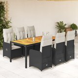vidaXL 7-dijelni vrtni bistro set od poliratana s jastucima crni Cijene