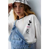 Defacto Girl Disney Mickey & Minnie Crop Crew Neck Cotton T-Shirt