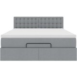 vidaXL Otomanski posteljni okvir z vzmetnico siv 140x200 cm blago | Shoptok.si