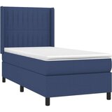 vidaXL Box spring postelja z vzmetnico modra 100x200 cm blag | Shoptok.si