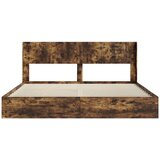  Krevetna konstrukcija s pohranom i uzglavljem Dimljeni hrast Smeđa 180 x 200 cm | Shoptok.si