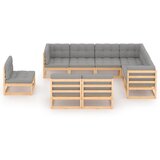 The Living Store Vrtna sedežna garnitura 9-delna z blazinami trdna borovina - Vrtna Sedežna Garnitura, (21421592) | Shoptok.si