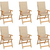 vidaXL vrtne stolice s bež jastucima 6 kom od masivne tikovine | shoptok.hr