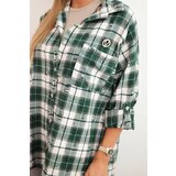 Kesi Włoski Women's cotton checkered shirt with a distressed effect green | Shoptok.si
