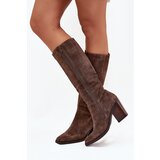Zazoo Suede Knee High Boots With Zip Brown Lissara | Shoptok.si