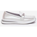 S. BARSKI Leather Women's Moccasins With Decoration D&A LR51-966 Silver | Shoptok.si