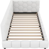 Lumor Postelja s klopjo 90x200 cm iz žameta - Z LED in USB vtičnico - Bela, (22155834) | Shoptok.si