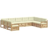 vidaXL Zunanja garnitura za sedenje z blazino 9 pcs Bela in krem, (5000281436) | Shoptok.si