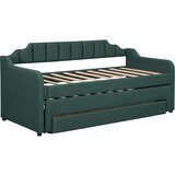 Lumor Postelja klop z oblazinjenimi predali iz lana - 90x200 cm + 90x190 cm - smaragdno zelena, (22155566) | Shoptok.si