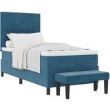 Box Spring krevet s madracem i klupicom tamnoplave boje 100x200 cm od baršuna | shoptok.hr