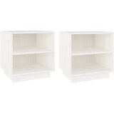 Furnova Nočna omarica 2 kosa bela 40x34x40 cm trdna borovina, (21927269) | Shoptok.si