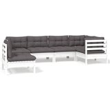 Maison Chic Seti vrtnega pohištva - Vrtna garnitura - Vrtni pohištvo set 6-delna z blazinami bela borovina, (21815448) | Shoptok.si