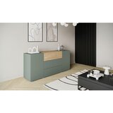 P & B Široka Komoda Berlin, Žajbljevo Zelena, Barva Hrasta | Shoptok.si