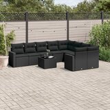 vidaXL 10-dijelni set vrtnih sofa s jastucima crni od poliratana | shoptok.hr