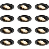 QAZQA Komplet 12 vgradnih reflektorjev črnih GU10 35 mm - Edu | Shoptok.si
