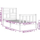  Kreveta s uzglavljem crni 2FT6 jednokrevetni masivno drvo | shoptok.hr