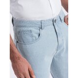 Ombre Men's denim shorts in delicate stripe - light blue | ePonuda.com