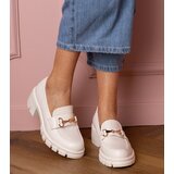 Gemre White low block heel shoes with gold decoration Marela | Shoptok.si