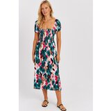 Cool & Sexy Women's Green Gimped Patterned Midi Dress | Shoptok.si